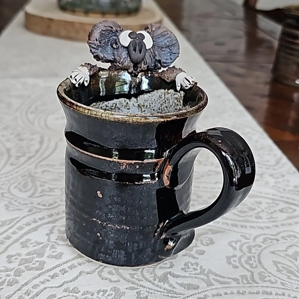 Nica Handcrafted & Signed Brown 3D Koala Ceramic Mug